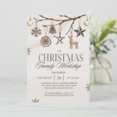Bruine Cream Vintage Kerstmis Kaart (Staand voorkant)