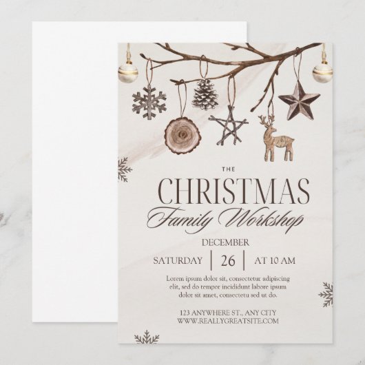 Bruine Cream Vintage Kerstmis Kaart (Voorkant / Achterkant)