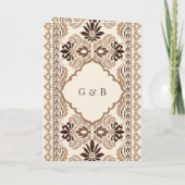 Bruine crème Beige Ikat All in One Sikh Wedding (Achterkant)