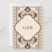 Bruine Crème Beige Ikat Anand Karaj Sikh Wedding Kaart (Achterkant)