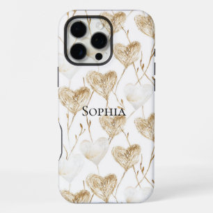 Bruine Crème Boho Harten iPhone 16 Pro Max Hoesje