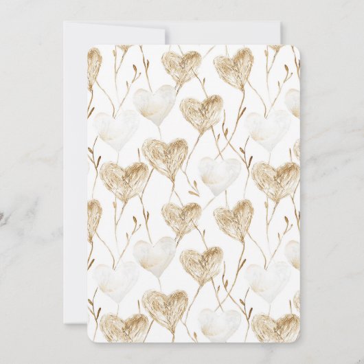 Bruine Crème Boho Hearts Wedding Kaart (Achterkant)