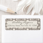Bruine Crème Damask Bruiloft Retouradres Labels (Insitu)
