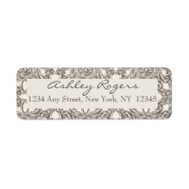 Bruine Crème Damask Bruiloft Retouradres Labels