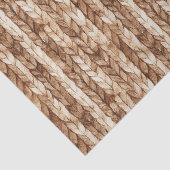 Bruine Crème Faux Geweven Stripes Kerstmis Tissuepapier (Detail)