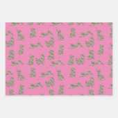 Bruine Crème Glitter Strepen Kat Inpakpapier Vel (Voorkant 2)