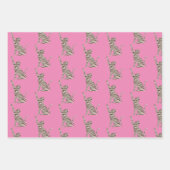 Bruine Crème Glitter Strepen Kat Inpakpapier Vel (Voorkant)