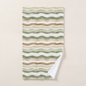 Bruine Crème Groen Strepen Bad Handdoek (Handdoek)