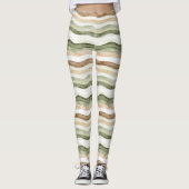 Bruine Crème Groen Strepen Leggings (Voorkant)