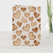 Bruine Crème Hart Strepen Liefde Kaart (Achterkant)