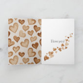 Bruine Crème Hart Strepen Liefde Kaart (Binnen)