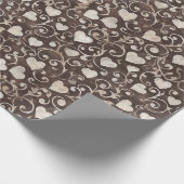 Bruine Crème Harten Bruiloftsfeest Cadeaupapier (Hoek)