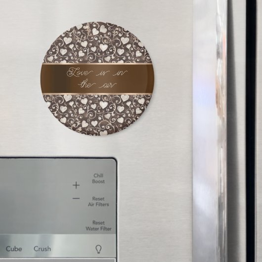 Bruine Crème Harten Lint   Magneet (Insitu (Koelkast))