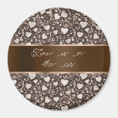 Bruine Crème Harten Lint   Magneet (Voorkant)