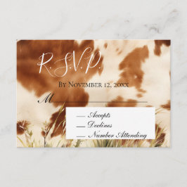 Bruine Crème Koehuid Bruiloft RSVP Informatiekaartje