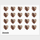 Bruine Crème Koehuid Hart Sticker (Vel)
