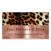 Bruine Crème Leopard Animal Roos Gold Magnetisch Visitekaartje (Voorkant)