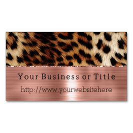 Bruine Crème Leopard Animal Roos Gold Magnetisch Visitekaartje