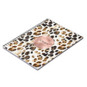 Bruine Crème Leopard Dier Roos Gouden Glam Notitieboek (Linkerzijde)