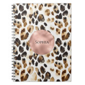 Bruine Crème Leopard Dier Roos Gouden Glam Notitieboek (Voorkant)