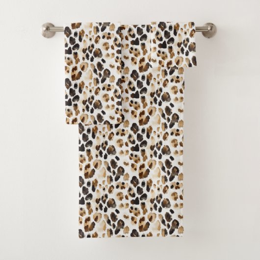 Bruine Crème Leopard Dierenprint Bad Handdoek (Insitu)