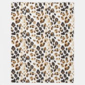 Bruine Crème Leopard Dierenprint Fleece Deken (Voorkant)