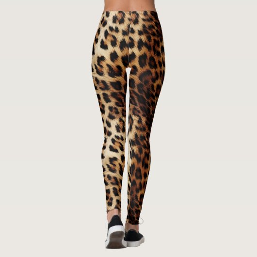 Bruine Crème Leopard Dierenprint Leggings (Achterkant)