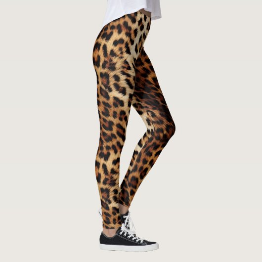 Bruine Crème Leopard Dierenprint Leggings (Rechts)