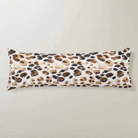 Bruine Crème Leopard Dierenprint Lichaamskussen (Voorkant)