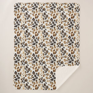 Bruine Crème Leopard Dierenprint Sherpa Deken