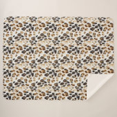 Bruine Crème Leopard Dierenprint Sherpa Deken (Voorkant (horizontaal))