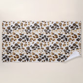 Bruine Crème Leopard Dierenprint Strandlaken (Voorkant)