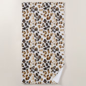 Bruine Crème Leopard Dierenprint Strandlaken (Voorkant)