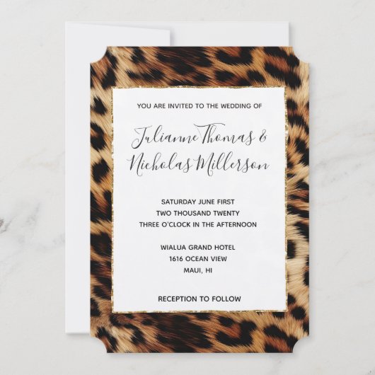 Bruine Crème Leopard Dierlijke Bruiloft Kaart (Voorkant)