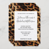 Bruine Crème Leopard Dierlijke Bruiloft Kaart (Voorkant / Achterkant)