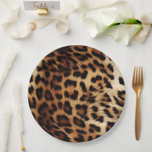 Bruine Crème Leopard Dierlijke Bruiloft Papieren Bordje