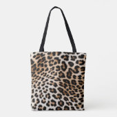Bruine Crème Leopard Gouden Glitter Ogen Tote Bag (Achterkant)