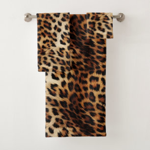 Bruine crème luipaard dier bad handdoek