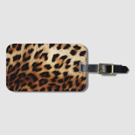 Bruine crème luipaard dier bagagelabel
