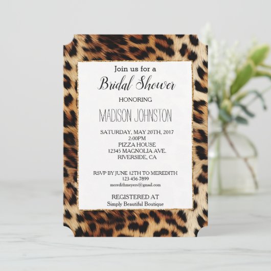 Bruine crème luipaard dier kaart (Staand voorkant)