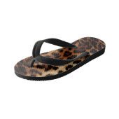 Bruine crème luipaard dier kinder teenslippers (Schuin)