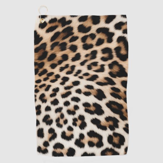 Bruine crème luipaard golfhanddoek (Voorkant)