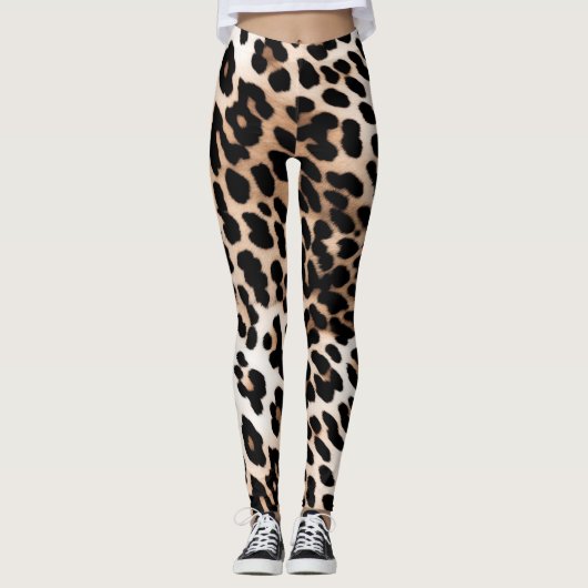 Bruine crème luipaard leggings (Voorkant)