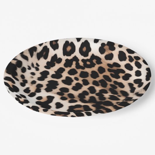 Bruine crème luipaard papieren bordje (Gekanteld)