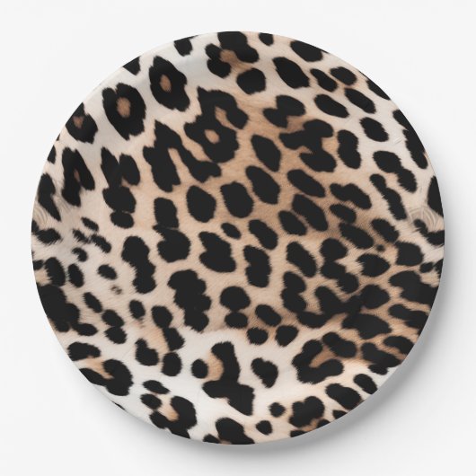 Bruine crème luipaard papieren bordje (Voorkant)