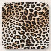 Bruine crème luipaard print bier onderzetter (Voorkant)