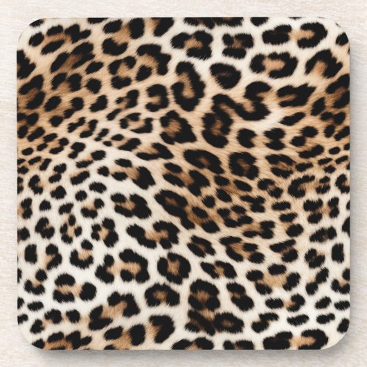 Bruine crème luipaard print bier onderzetter (Voorkant)