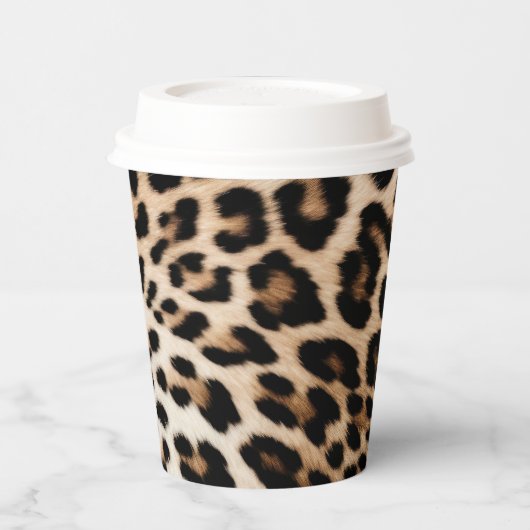Bruine crème luipaard print papieren bekers (Links)