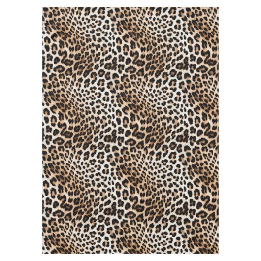 Bruine crème luipaard print tafelkleed (Voorkant)