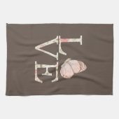 Bruine Crème Roze Liefde Vlinder Bloemen Theedoek (Horizontaal)